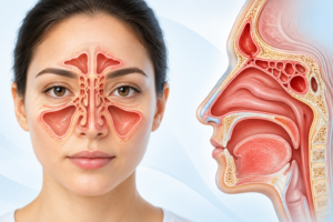 Medical illustration showing human sinus anatomy